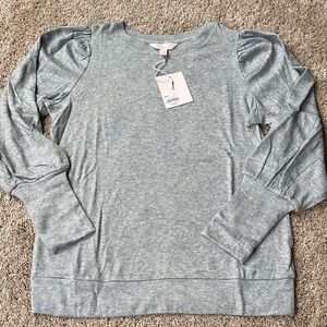 LC Lauren Conrad Blue Long Sleeve Top with Puff Sleeves NWT